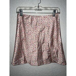 PRINCESS Polly Skirt Floral Mini Silky A-Line Short Light Pink Size 6 (x)